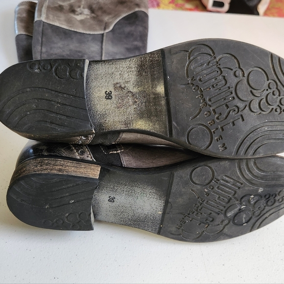 NoPulse Tall Gray Flat Boots Lined Winter Boots Faux Leather Size 39 8 Vegan Y2K - Picture 6 of 12